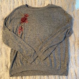 Floral embroidered sweater